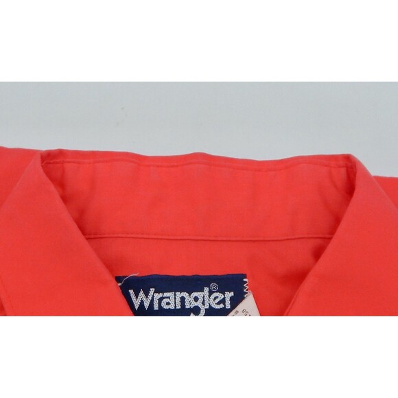 Wrangler Pearl Snap Button Red Shirt Cowboy Cut 1980s Regular Fit XLong Tails - Picture 4 of 11